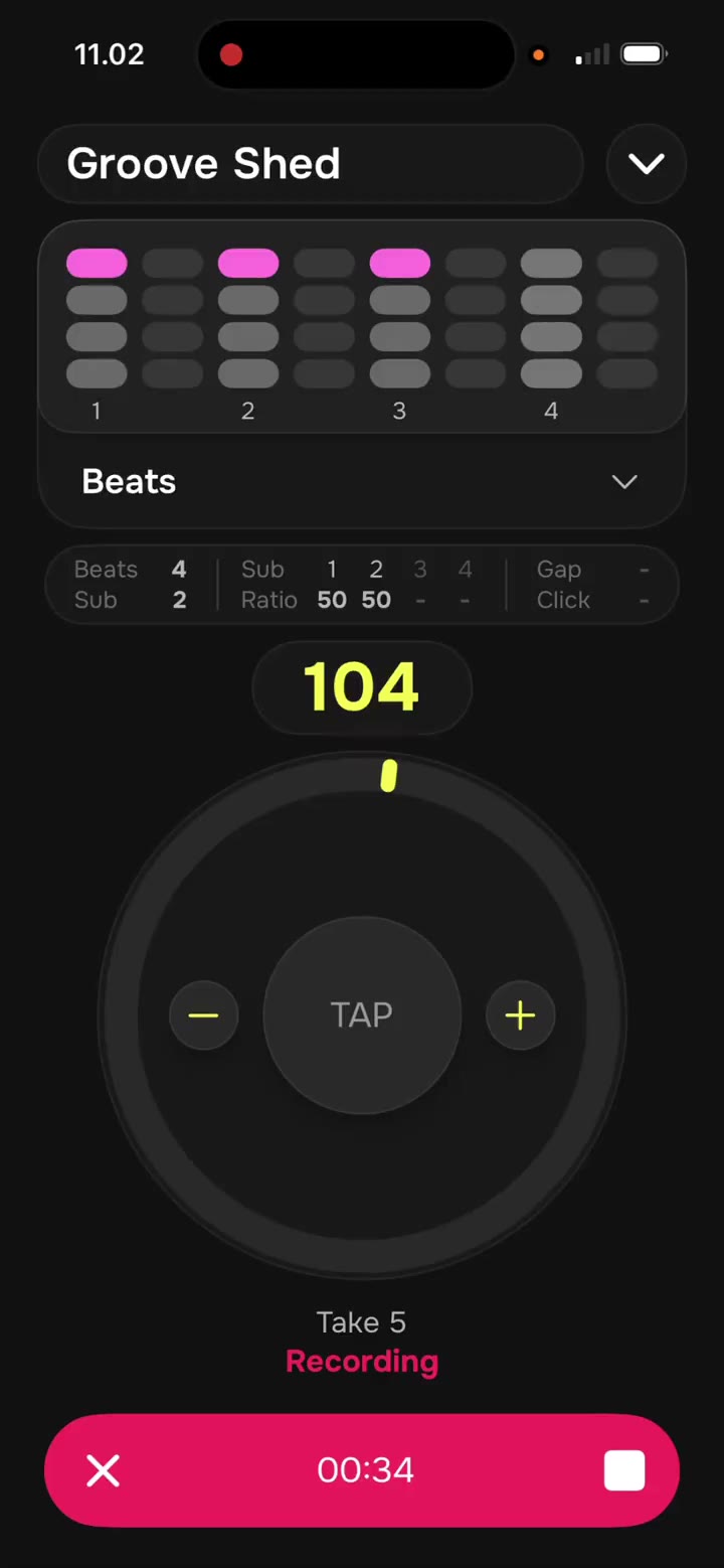 Groove Shed recording screen